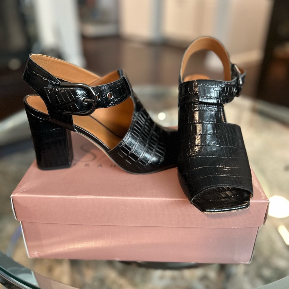 SARTO By Franco Sarto Black Croc-Patterned Heels